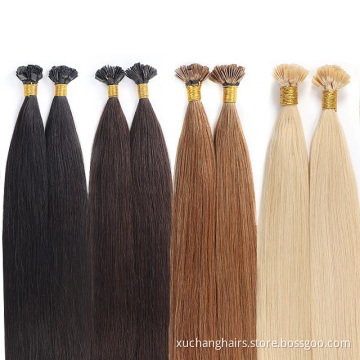 Penjual rambut tip rata Rusia Vendor Borong Flat Double Tips Lashes Remy Rambut Kutikula Aligned Virgin Flat Tip Hair Extension